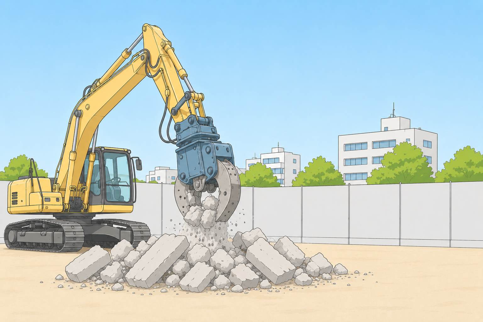 解体工事で発生するコンクリート廃材の処理と再資源化の仕組み