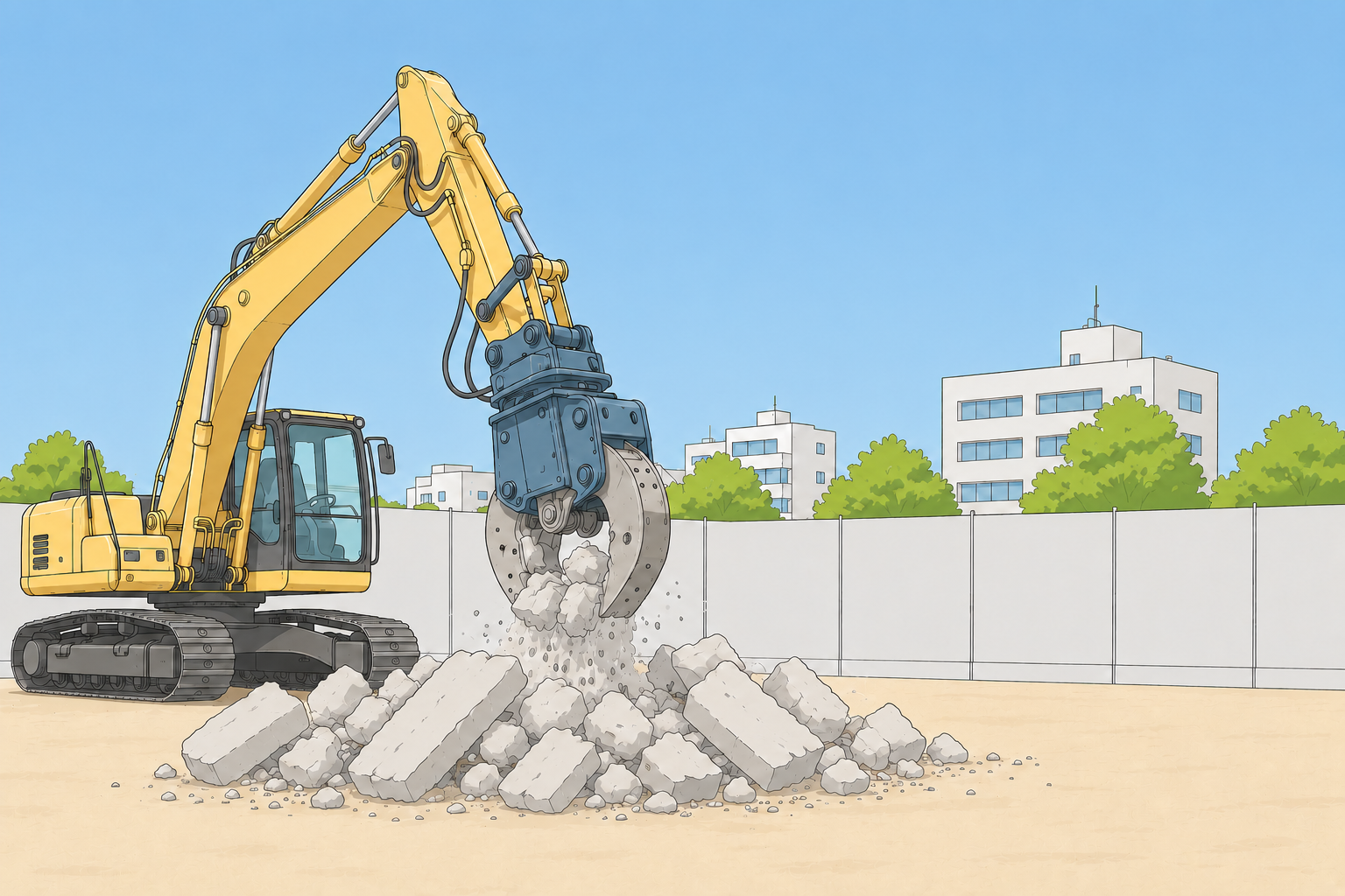 解体工事で発生するコンクリート廃材の処理と再資源化の仕組み